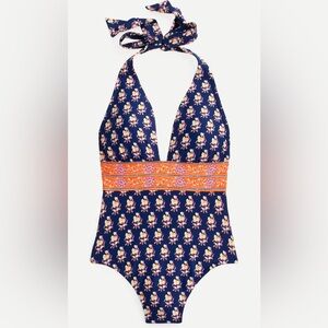 J. Crew Halter Navy Block One Piece Swimsuit size 6
